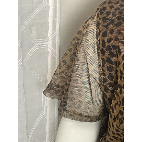 Plus Size Top 26/28 Leopard Sheer Mesh Animal Print Mob Wife Glam Night Out Boho - Picture 3 of 8